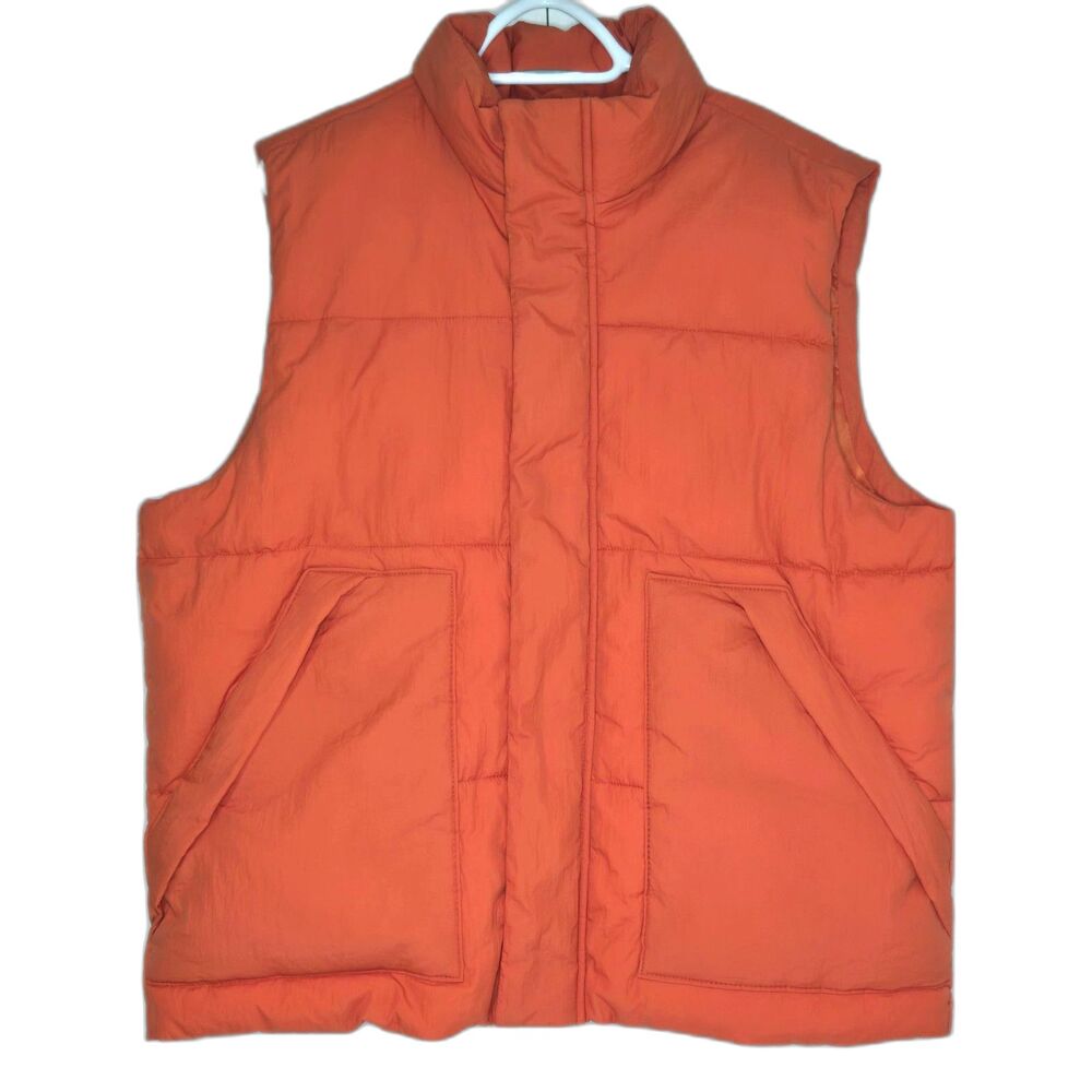 Old Navy Water Resistant Puffer Vest Jacket | Men's Size Large L | Solid Orange